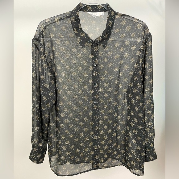 CHIFFON BUTTON DOWN BLOUSE - Picture 1 of 3
